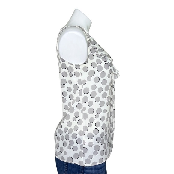 LOFT Grey & White Polka Dot Sleeveless Blouse XS - Picture 2 of 7